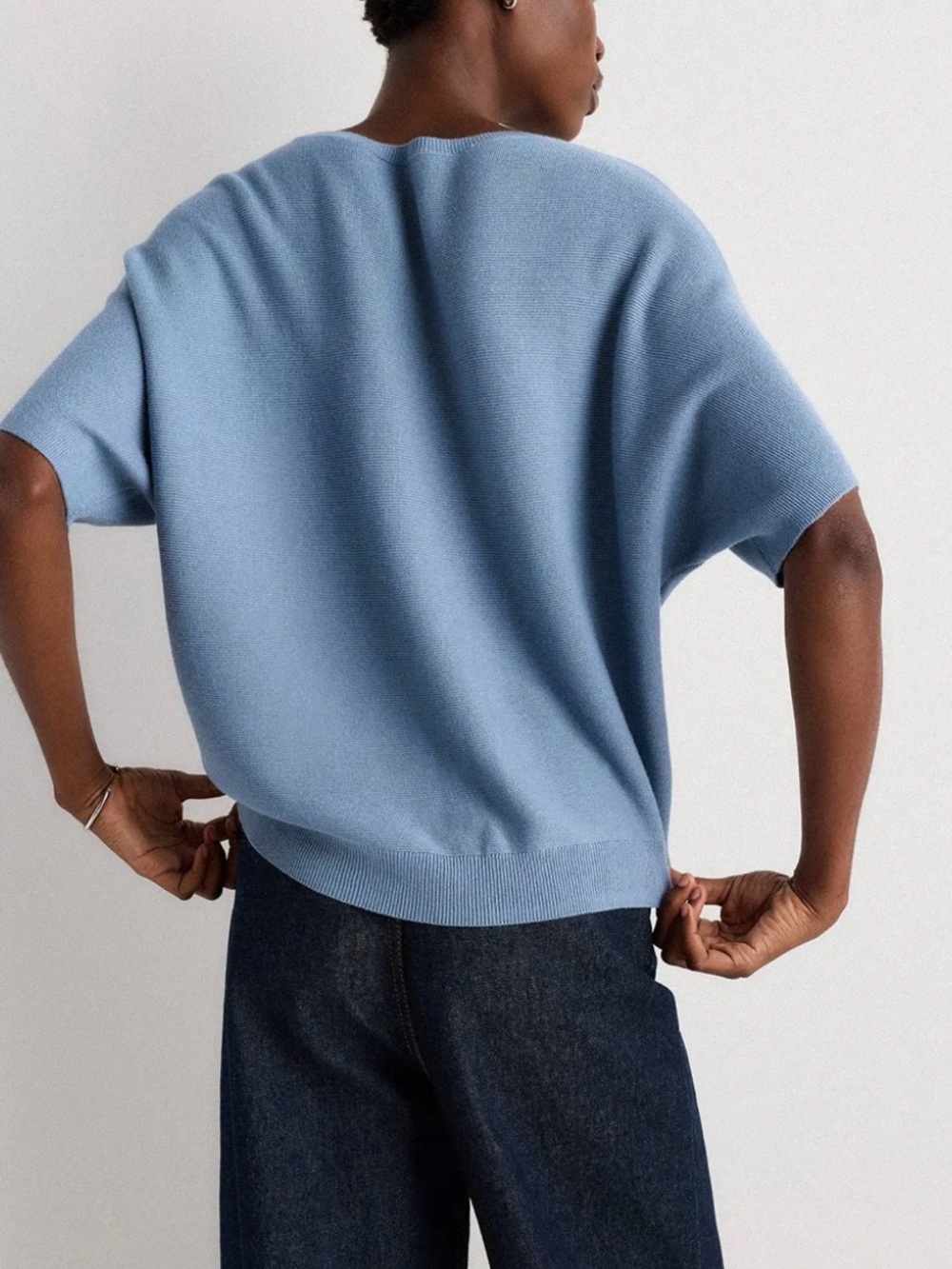 Quince Lightweight Cotton Cashmere Link-Stitch Dolman Sweater Size Medium New - Picture 3 of 8